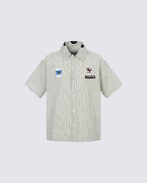 Y2K Embroidered Patch Print Turn-Down Short Sleeve Shirt