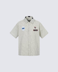 Y2K Embroidered Patch Print Turn-Down Short Sleeve Shirt