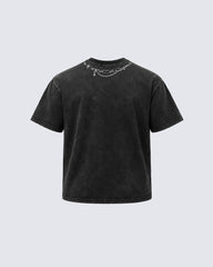 Distressed Graphic Chain Print T-shirt