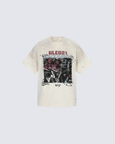 Vintage Rock Graphic Distressed Print Short Sleeve