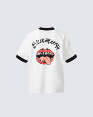 American Style Lip Print Regular-Shoulder T-Shirt