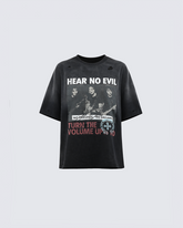 Vintage Band Graphic Distressed T-Shirt