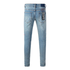 UltraFlex Mid-Rise Sculpting Skinny Jeans with Bold Square Patch Details 3022