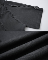 Dark Washed Deconstructed Seam Short Sleeve T-Shirt