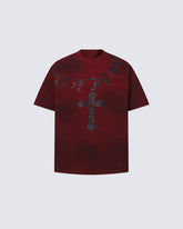 Vintage Washed Cross Graphic Burgundy Shirt