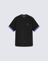 Minimal Contrast Trim V Neck Casual Short Sleeve