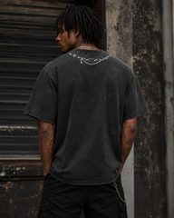 Distressed Graphic Chain Print T-shirt
