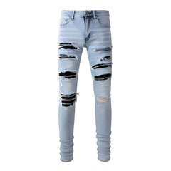 1307 Skinny Biker Jeans for Men Denim High Quality Slim Fit Straight Leg Trousers