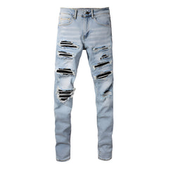 1307 Skinny Biker Jeans for Men Denim High Quality Slim Fit Straight Leg Trousers