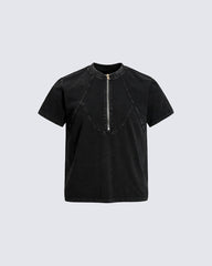 Vintage Washed Zip Panel T-Shirt