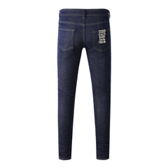 Navy Straight-Leg Jeans with Minimalist Design 3011