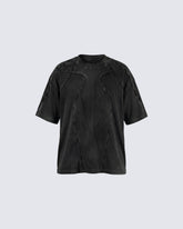 Dark Washed Deconstructed Seam Short Sleeve T-Shirt