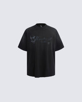 New Vintage Washed Floral Letter T-Shirt