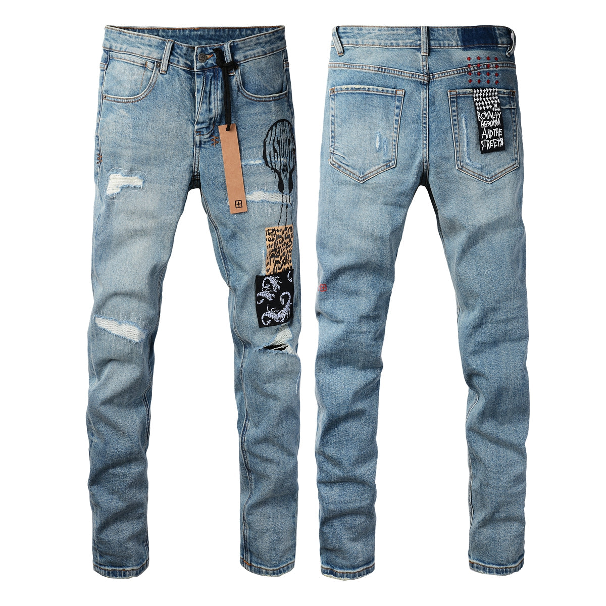 UltraFlex Mid-Rise Sculpting Skinny Jeans with Bold Square Patch Details 3022