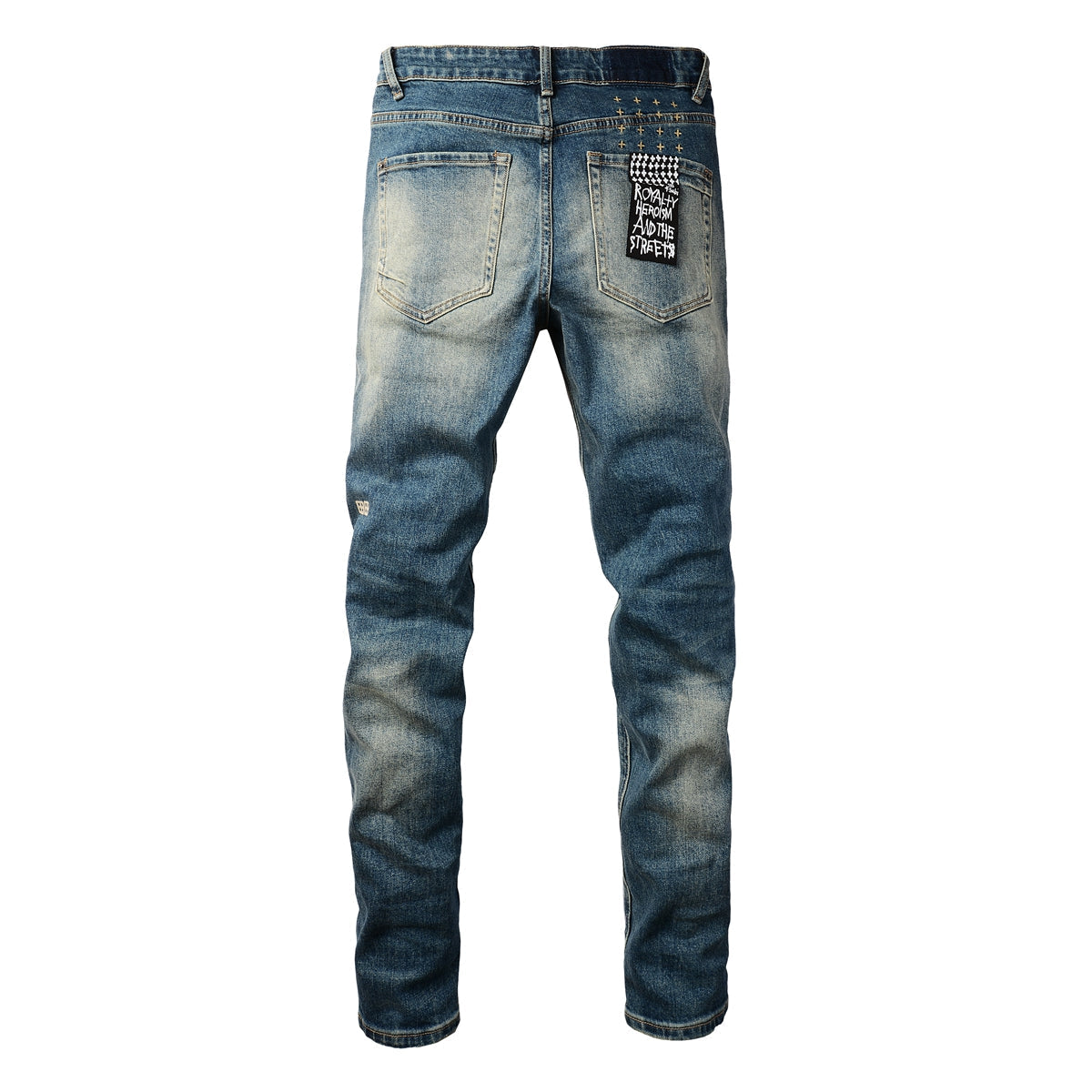 Classic Blue Ripped Knee Skinny Jeans 3018