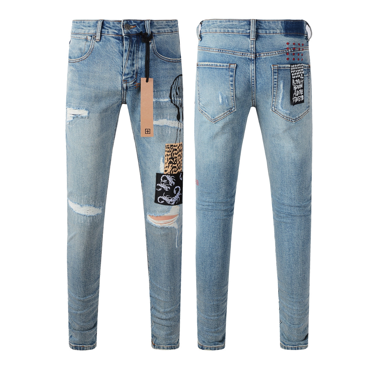 UltraFlex Mid-Rise Sculpting Skinny Jeans with Bold Square Patch Details 3022