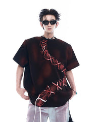 Dark Red Niche Heavy Spray Dye T-Shirt