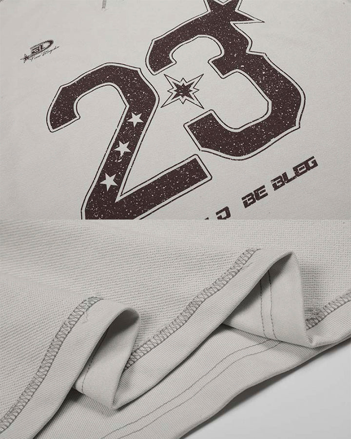 Vintage Number Print Contrast Trim T Shirt