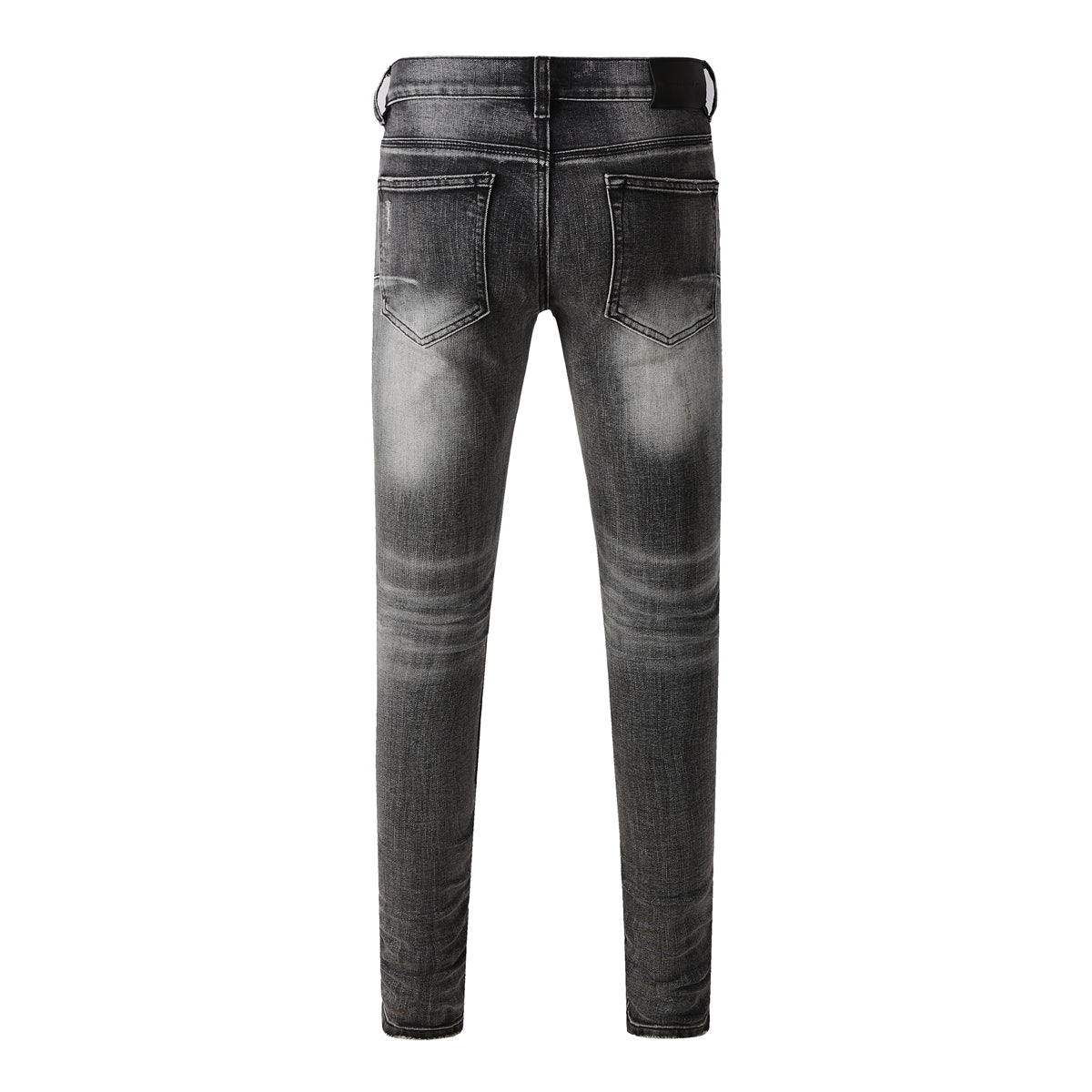 Men Classic Streetwear Jeans Distressed Grey Ripped Skinny Fit 9103