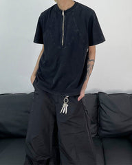 Vintage Washed Zip Panel T-Shirt