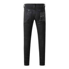 Fashion-Forward Black Jeans 9082 with Innovative Layered Design for a Bold Statement