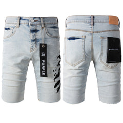Blue Jean Shorts 5048 with Black Print Design