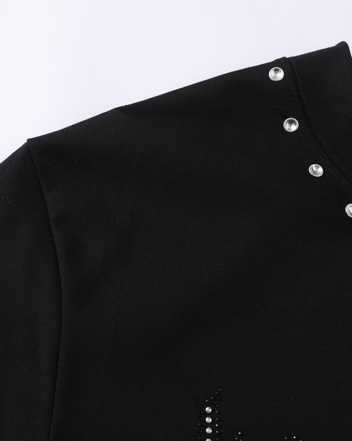 Minimal Studded Letter Print Street T-Shirt