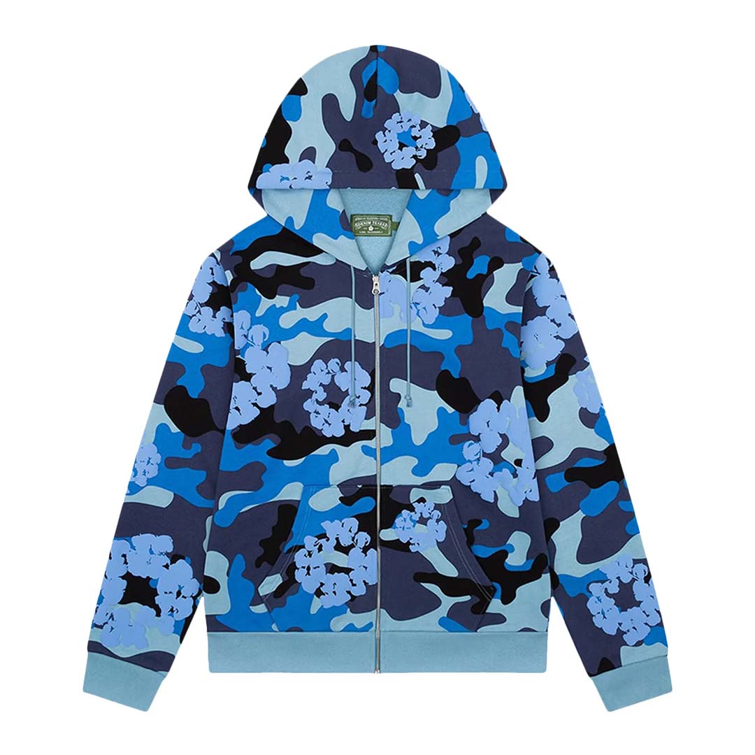 Denim Tears Wreath Zip Hoodie 'Blue Camo'